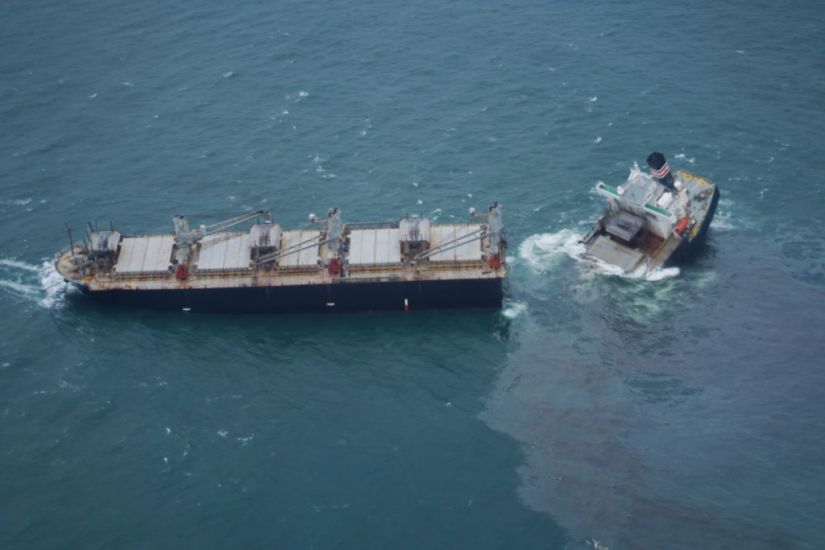 Cargo Ship Splits In Two After Running Aground In Japanese Port