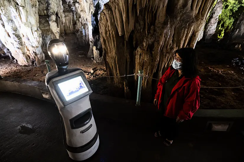 Robot Tour Guide Persephone Leads Visitors Through Greek Cave