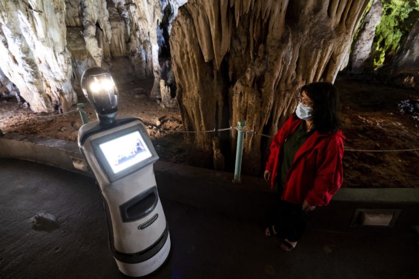 Robot Tour Guide Persephone Leads Visitors Through Greek Cave