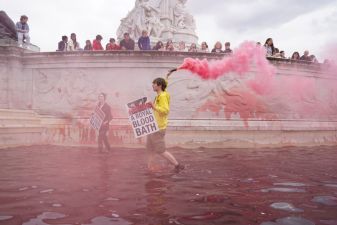 Arrests As Protesters Dye Buckingham Palace Fountains Red