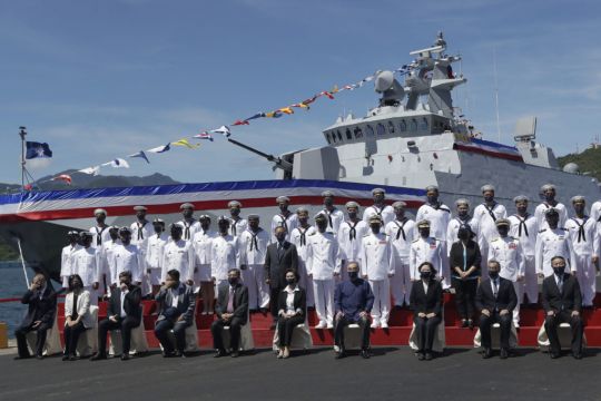 Taiwan’s President Sees Navy Ship Commissioned Amid Tensions With China