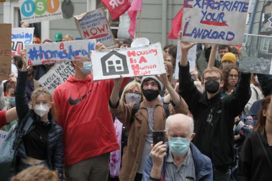 Housing Protesters Gather Outside Dáil