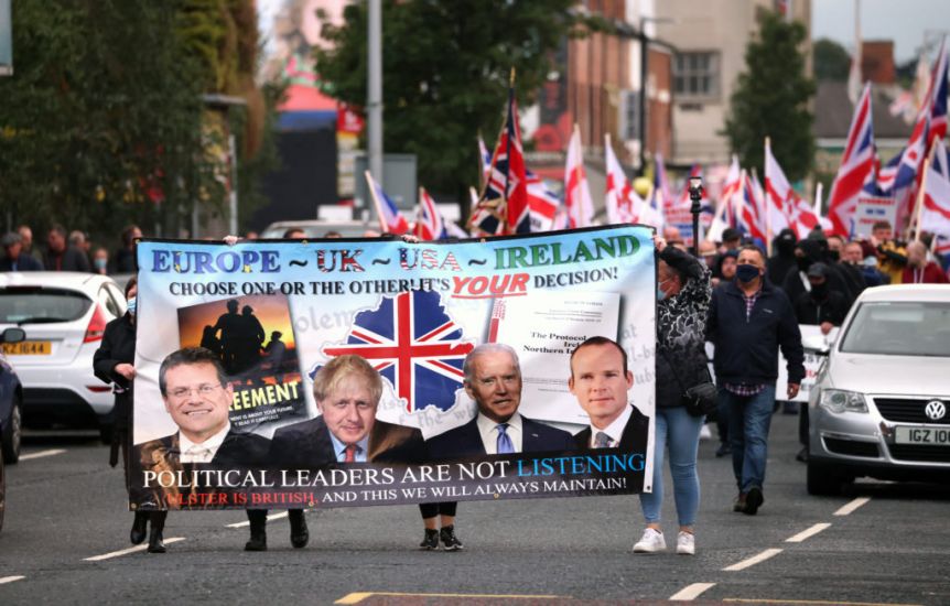 Anti-Protocol Demonstration Staged In Loyalist Area Of Belfast