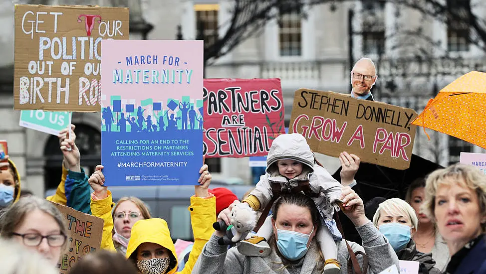 Women Demand End To Maternity Restrictions In Protest Outside Leinster House