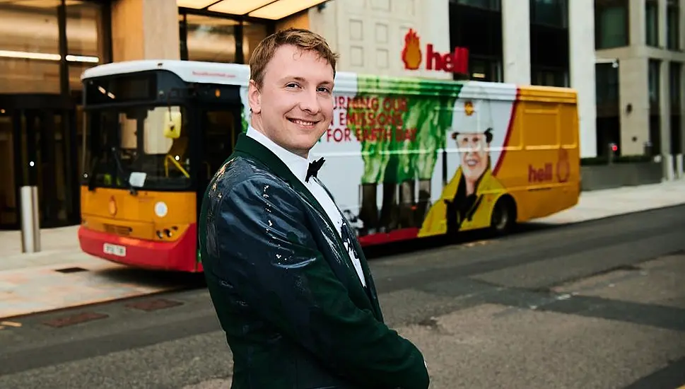 Comedian Joe Lycett Stages Stunt Outside Shell Hq In London