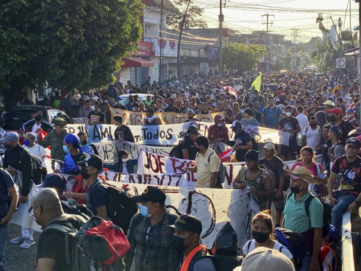 Thousands Of Migrants March Out Of City In Mexico Towards Us Border