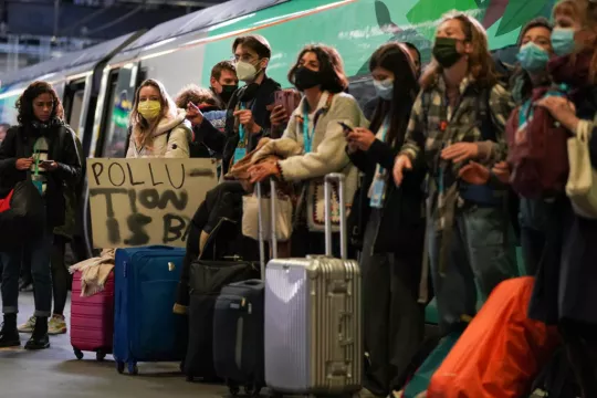 Activists Descend On Glasgow On Climate Train Ahead Of Summit