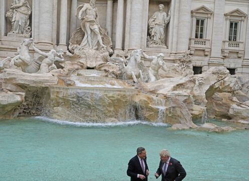 Johnson Joins G20 Leaders To Throw Coins Into Trevi Fountain In Rome