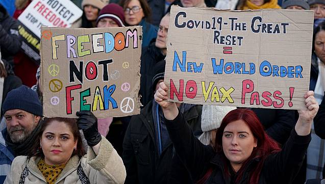 Hundreds Protest In Belfast Against Vaccine Cert Regulations