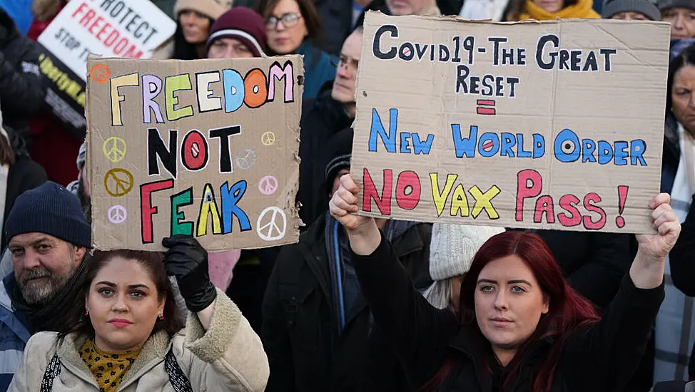 Hundreds Protest In Belfast Against Vaccine Cert Regulations