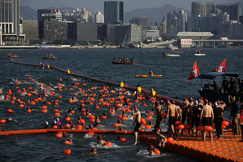 Swimmers Race Across Hong Kong’s Victoria Bay