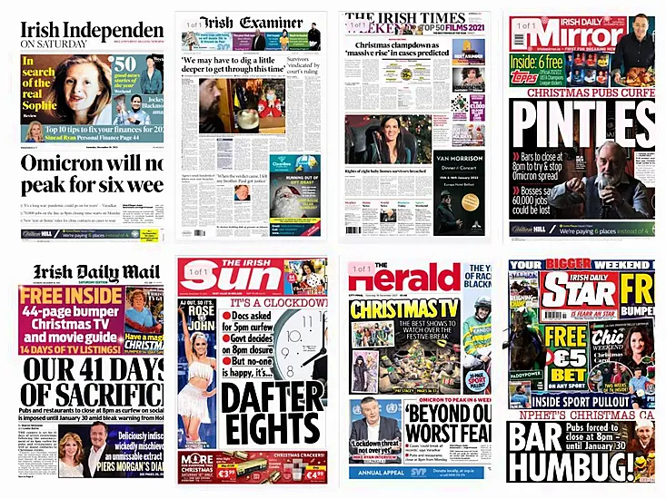 What The Papers Say: Saturday's Front Pages