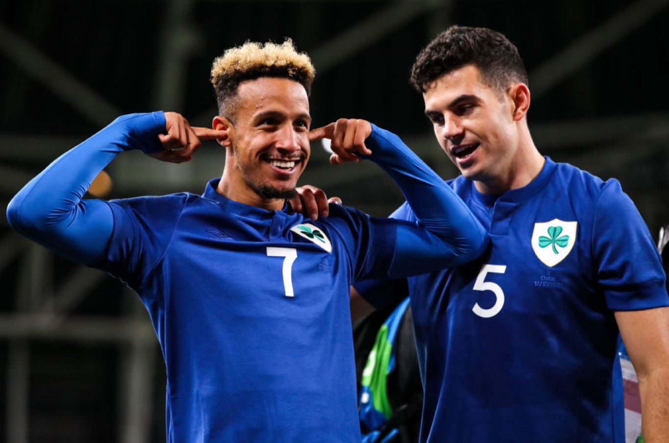 Ireland's Callum Robinson Celebrates Scoring His First Goal Of A Hat-Trick Against Qatar In The Teams First Home Win Under Stephen Kenny.
©Inpho/Ryan Byrne