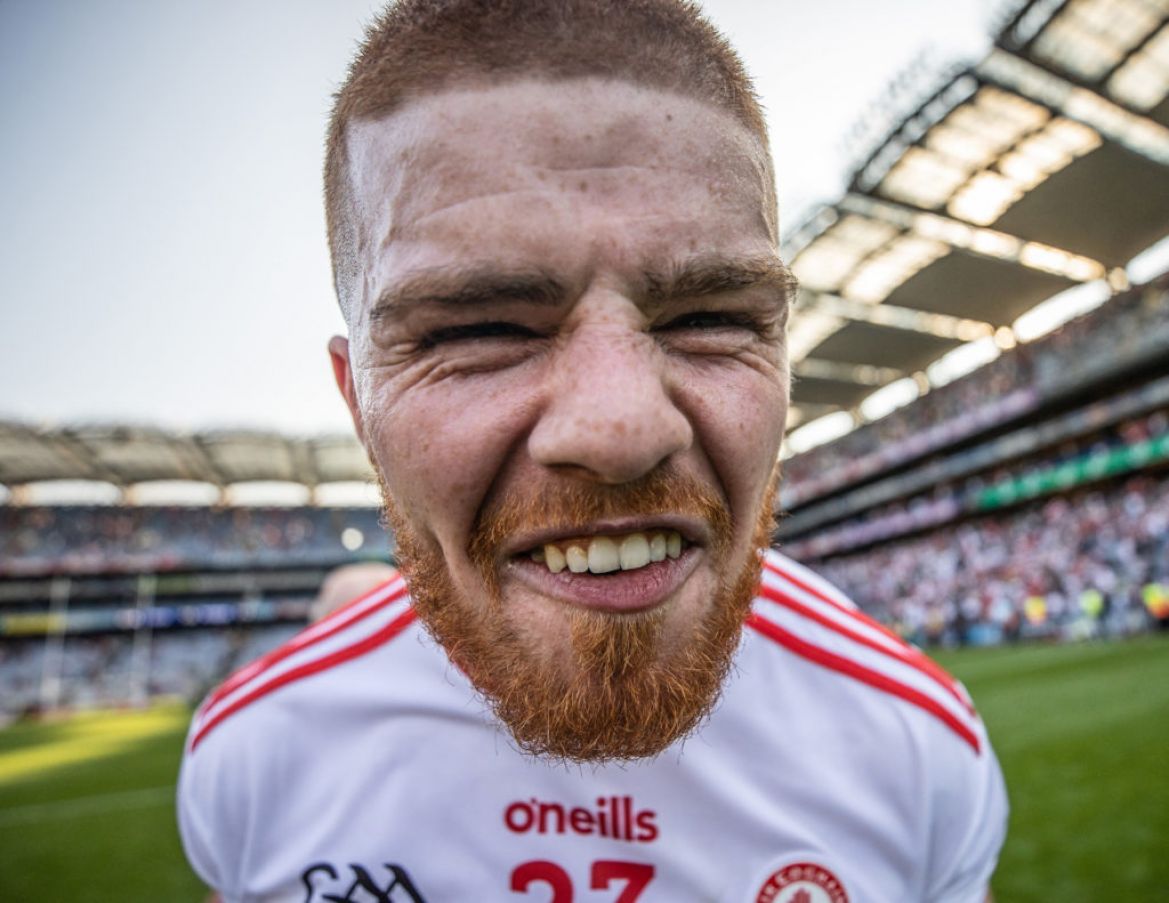 Tyrone's Cathal Mcshane Celebrates After Winning Against Kerry In The All-Ireland Senior Football Championship Semi-Final. ©Inpho/James Crombie