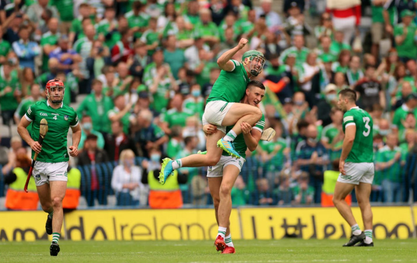 Limerick's Sean Finn And Gearoid Hegarty Celebrate At The Final Whistle All-Ireland Senior Hurling Championship Final. ©Inpho/James Crombie