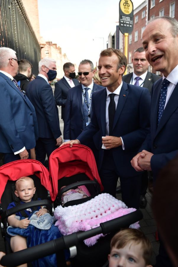 French President Emmanuel Macron Is Accompanied By Taoiseach Micheál Martin During A Walkabout On August 26Th In Dublin. It Was Macron's First Visit To Ireland. Photo: Charles Mcquillan/Getty