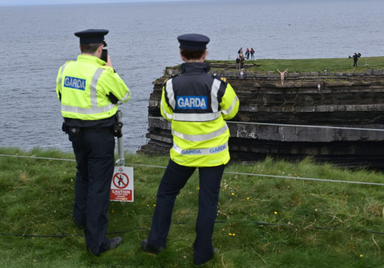 Gardaí Watch On As An Athlete Dives At Downpatrick Head In Co Mayo. The Red Bull Cliff Diving World Series Took Place At The Landmark In September. Photo: Charles Mcquillan/Getty