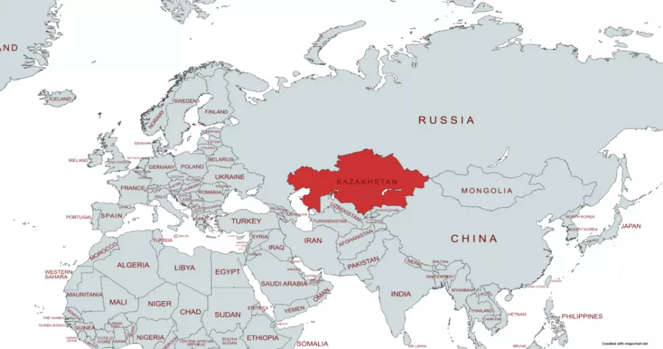 Kazakhstan world map