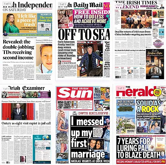 What The Papers Say: Saturday's Front Pages