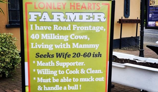Pub Helps Farmer With ‘Road Frontage And 40 Milking Cows’ Advertise For Wife