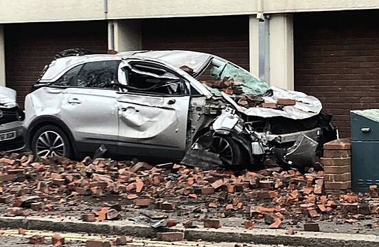 Storm Eunice: Owner ‘Lucky’ After Car Crushed By Falling Bricks In London