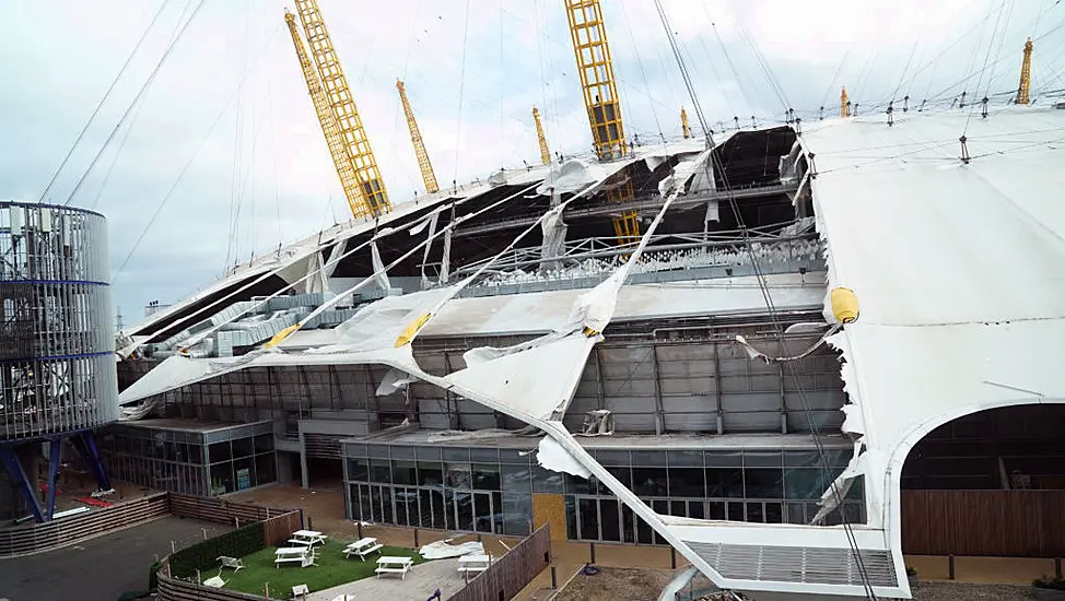 London’s O2 Closed As Storm Eunice Rips Off Part Of Venue’s Roof