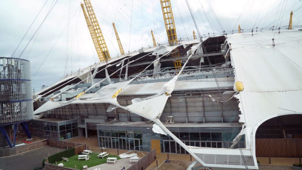 London’s O2 Closed As Storm Eunice Rips Off Part Of Venue’s Roof