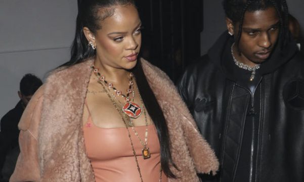 Rihanna Shows Off Baby Bump In Skintight Leather At Off-White Fashion Show