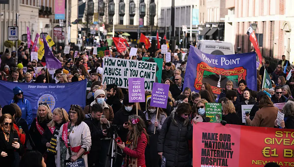 Hundreds Attend 'No Woman Left Behind' Rally At Leinster House