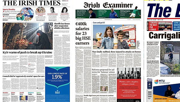 Carlow Nationalist — What the papers say: Monday's front pages: - Vimarsana News