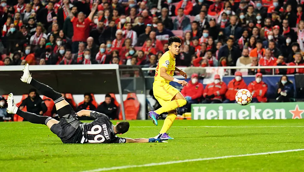 Liverpool Take 3-1 First-Leg Lead Over Benfica After Late Luis Diaz Strike