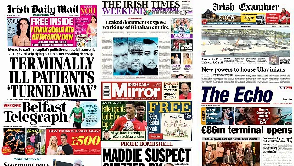 What The Papers Say: Saturday's Front Pages