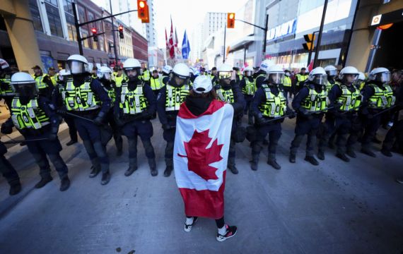 Canadian Police In Face-Off With Protesters Opposed To Covid Mandates