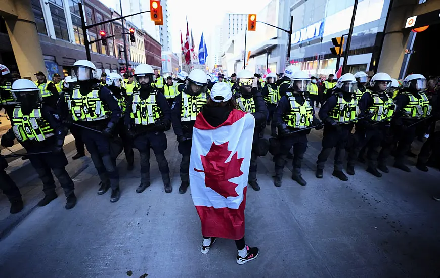 Canadian Police In Face-Off With Protesters Opposed To Covid Mandates