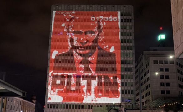 Artist Attempting To Display Portrait Of Putin Filled With Ukrainian Blood In Moscow