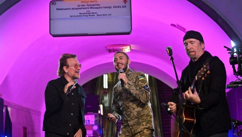 Bono And The Edge Perform In Kyiv Bomb Shelter In Show Of Support For Ukraine