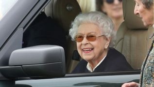 Smiling Queen Elizabeth Arrives At Royal Windsor Horse Show
