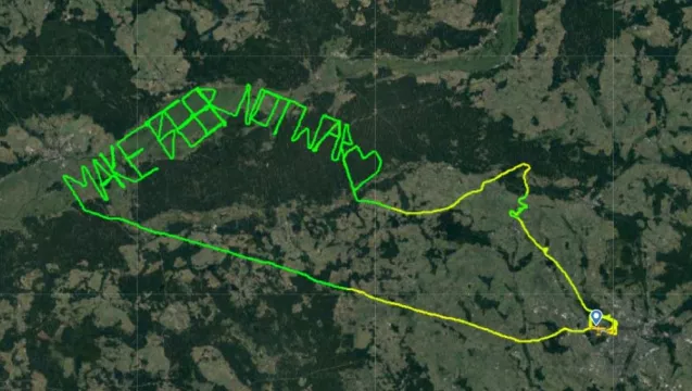 Plane Draws ‘Make Beer Not War’ With Flight Path In Skies Over Poland
