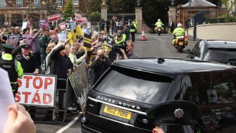 Boris Johnson Jeered By Protesters As He Arrives In Northern Ireland