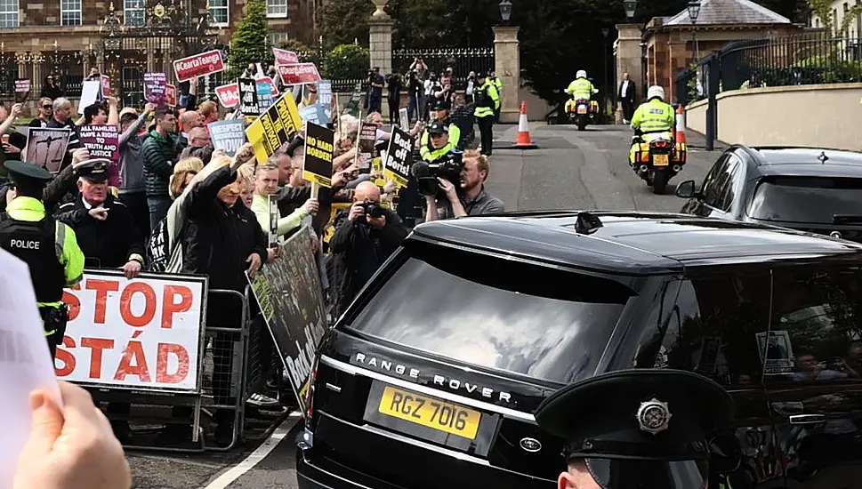 Boris Johnson Jeered By Protesters As He Arrives In Northern Ireland