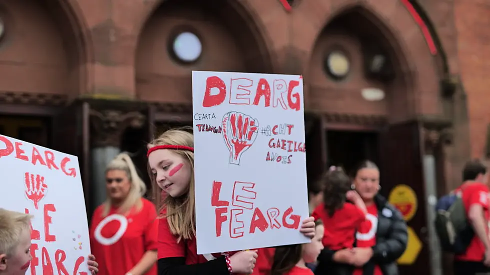 Thousands Of Protesters March Through Belfast Calling For Irish Language Rights