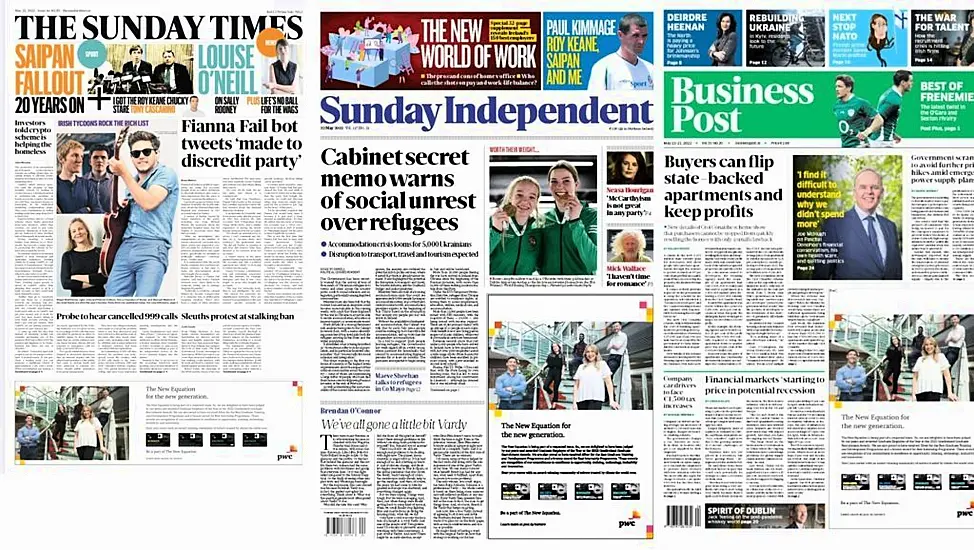 What The Papers Say: Sunday's Front Pages