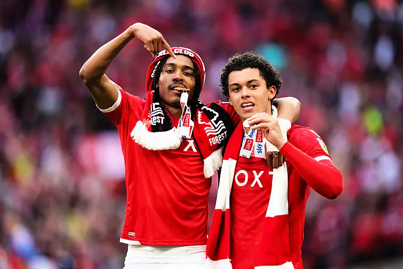 Nottingham Forest Players Celebrate The Club’s Return To The Premier League