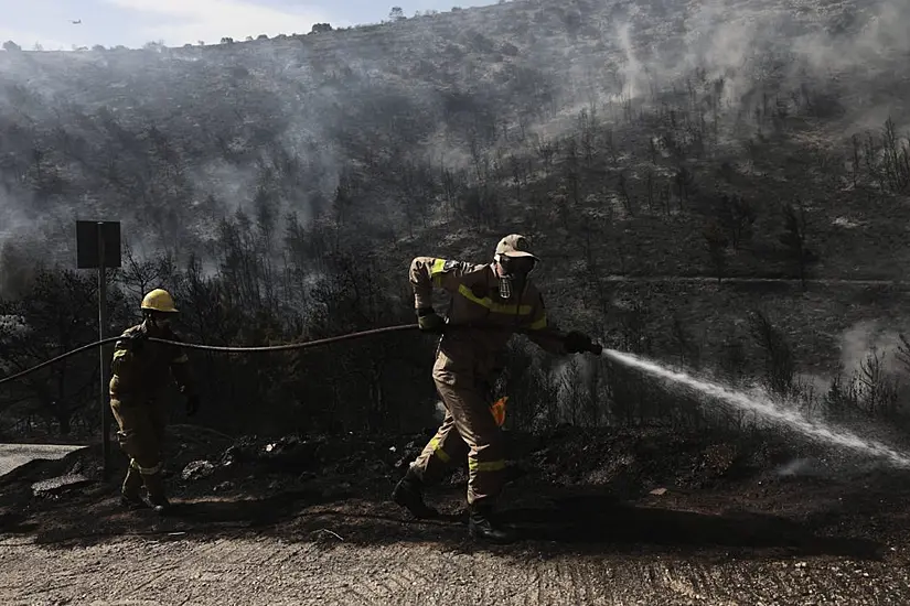 Greek Firefighters Battle Wildfires Near Athens For Second Day