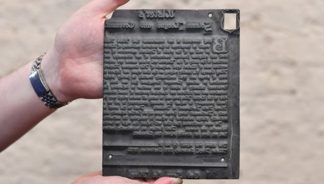 Ulster Covenant Printing Plate Sells For £15,000 At Auction In Belfast