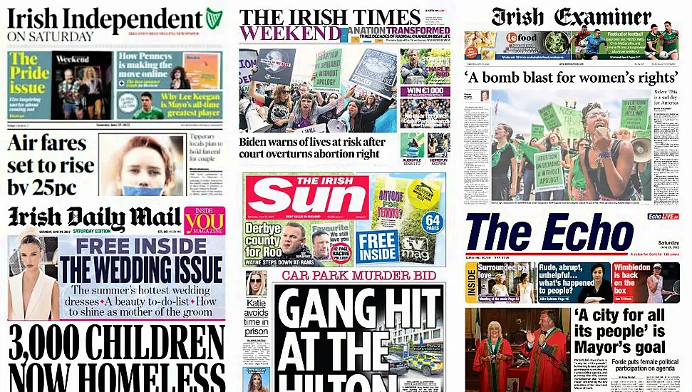 What The Papers Say: Saturday's Front Pages