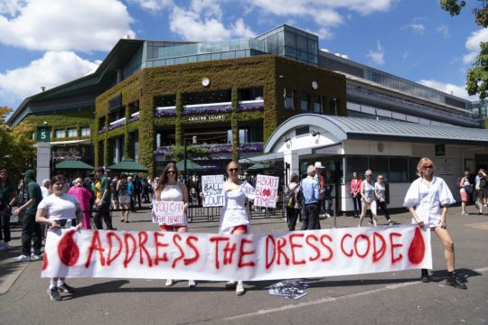 Group In Red Shorts Protest Against Wimbledon Dress Code Over Period Concerns