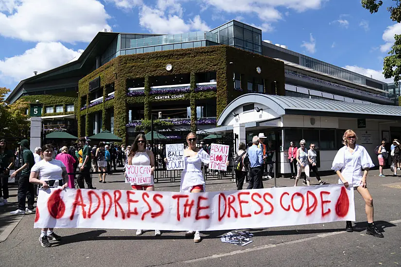 Group In Red Shorts Protest Against Wimbledon Dress Code Over Period Concerns