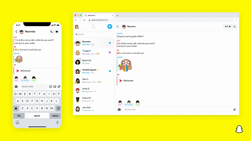 Snapchat Calling And Messaging To Be Made Available On The Web