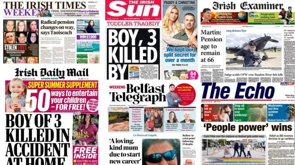 What The Papers Say: Saturday's Front Pages